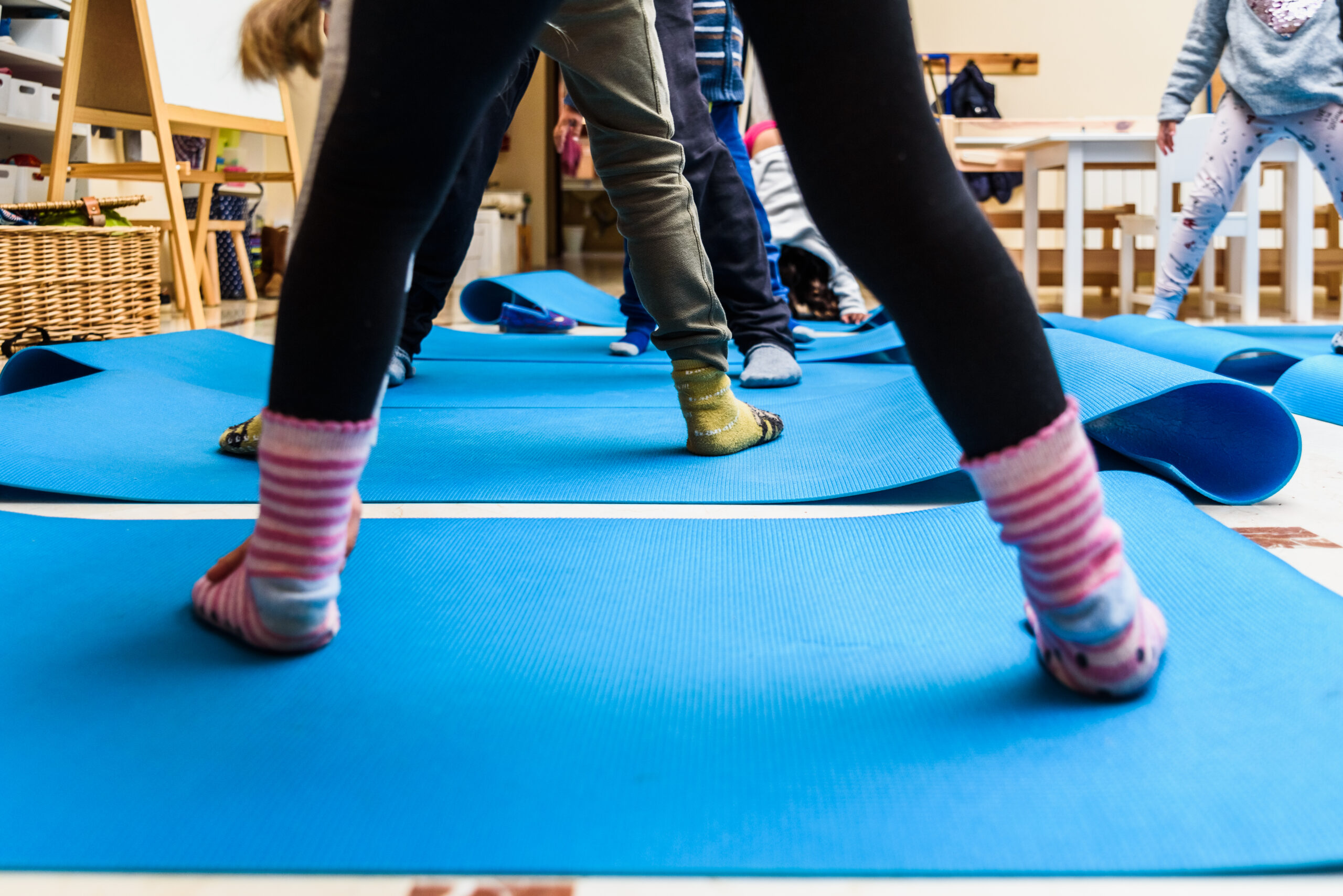 kindergym group of children yoga mat exercise class