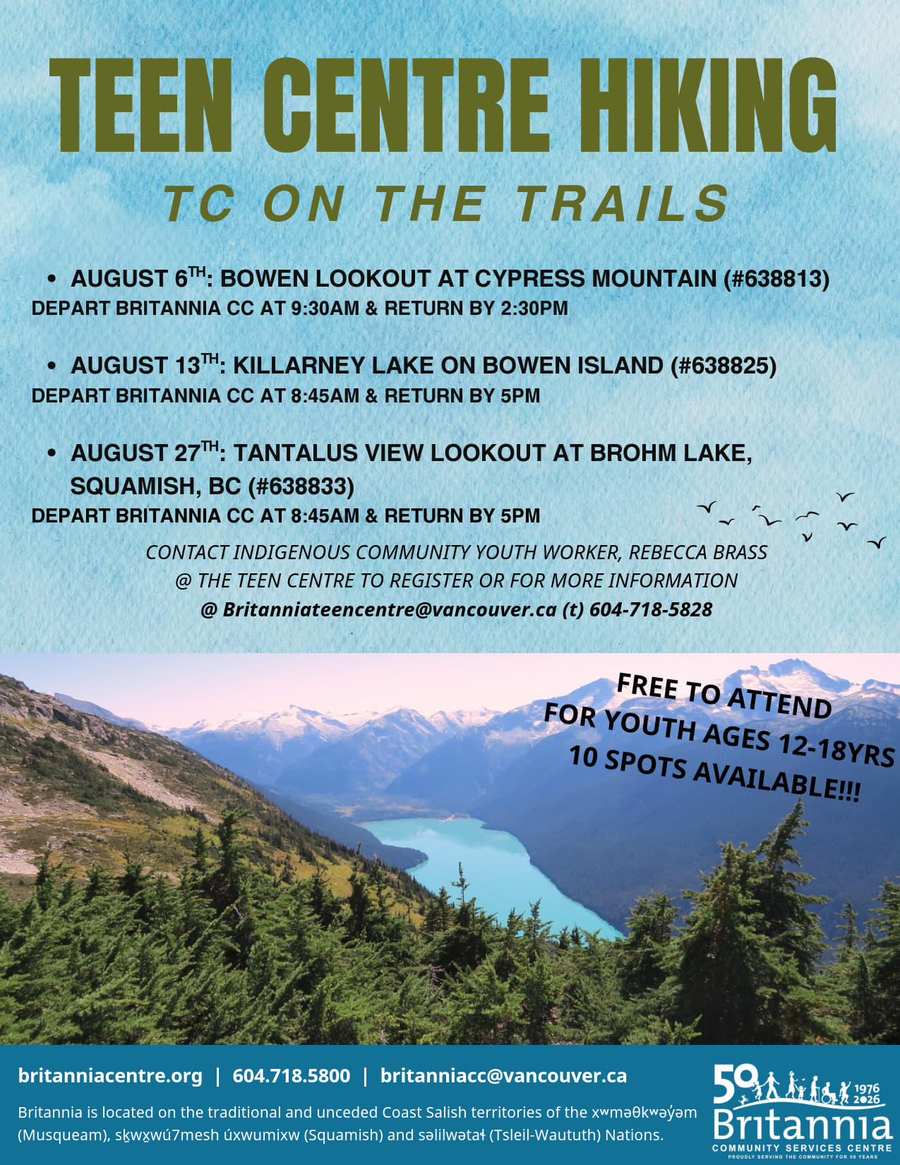 Teen Centre Hikes on the Trails – Aug 27